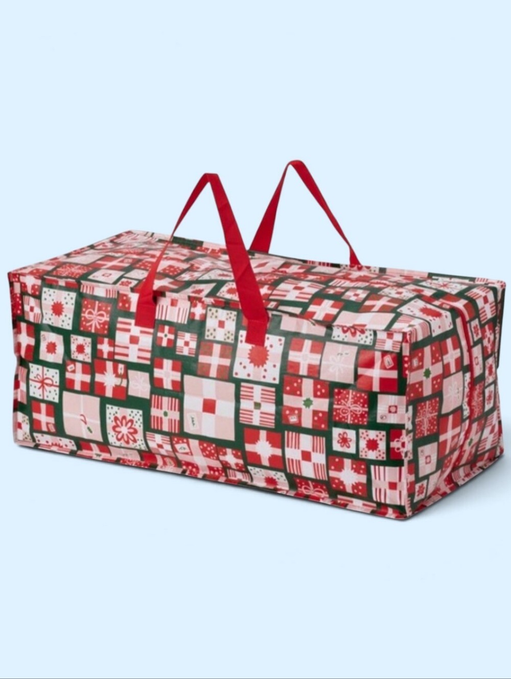 Red & Green Holiday Gift-Print Storage Bag